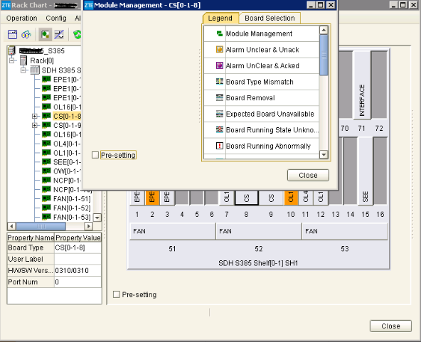 ZXMP S385設備CS單板在U31網管模塊管理界面各個模塊不可見問題(圖2)